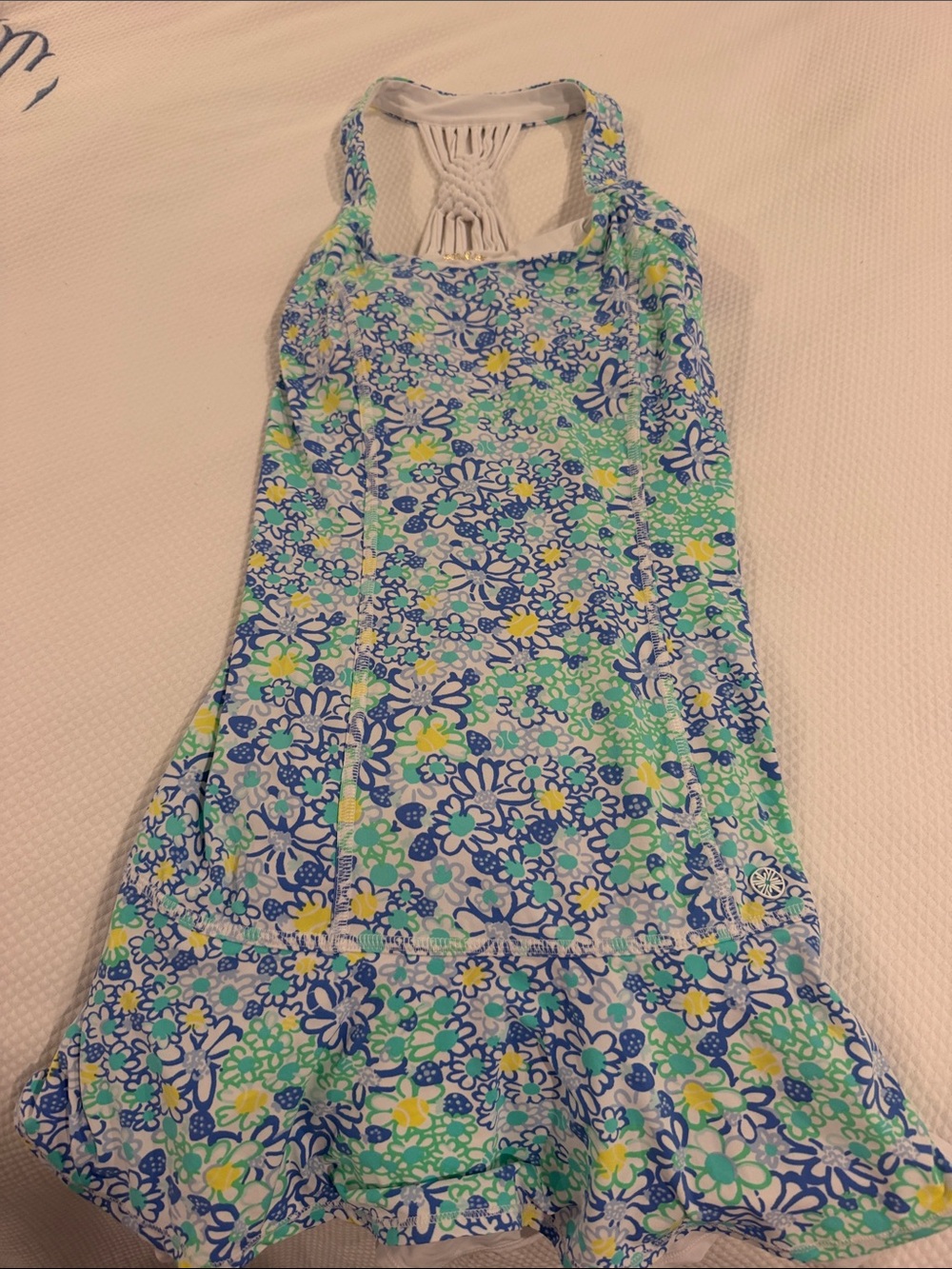 Lilly Pulitzer Girls' Floral Halter Dress in Blue, Green & Yellow